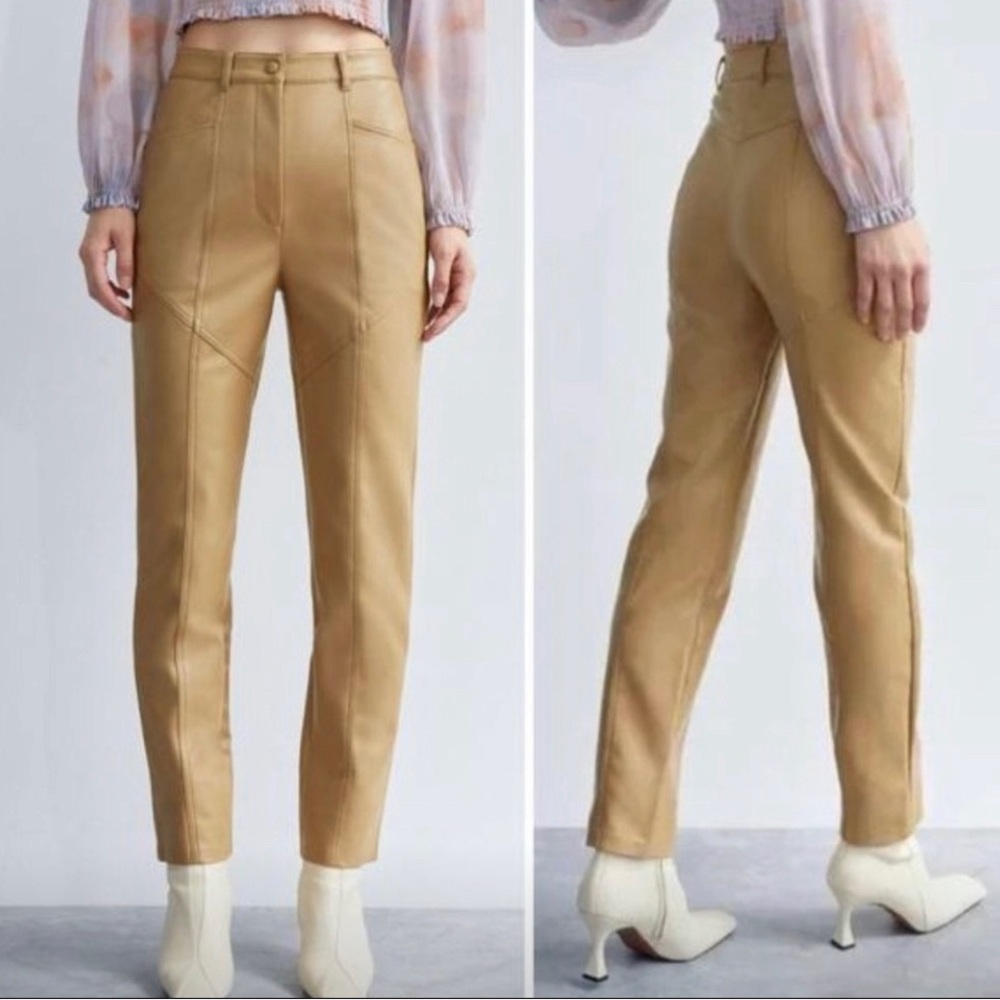 Aritzia Wilfred Rebel Tan Straight Leg High rise Women's Pants Sz 6